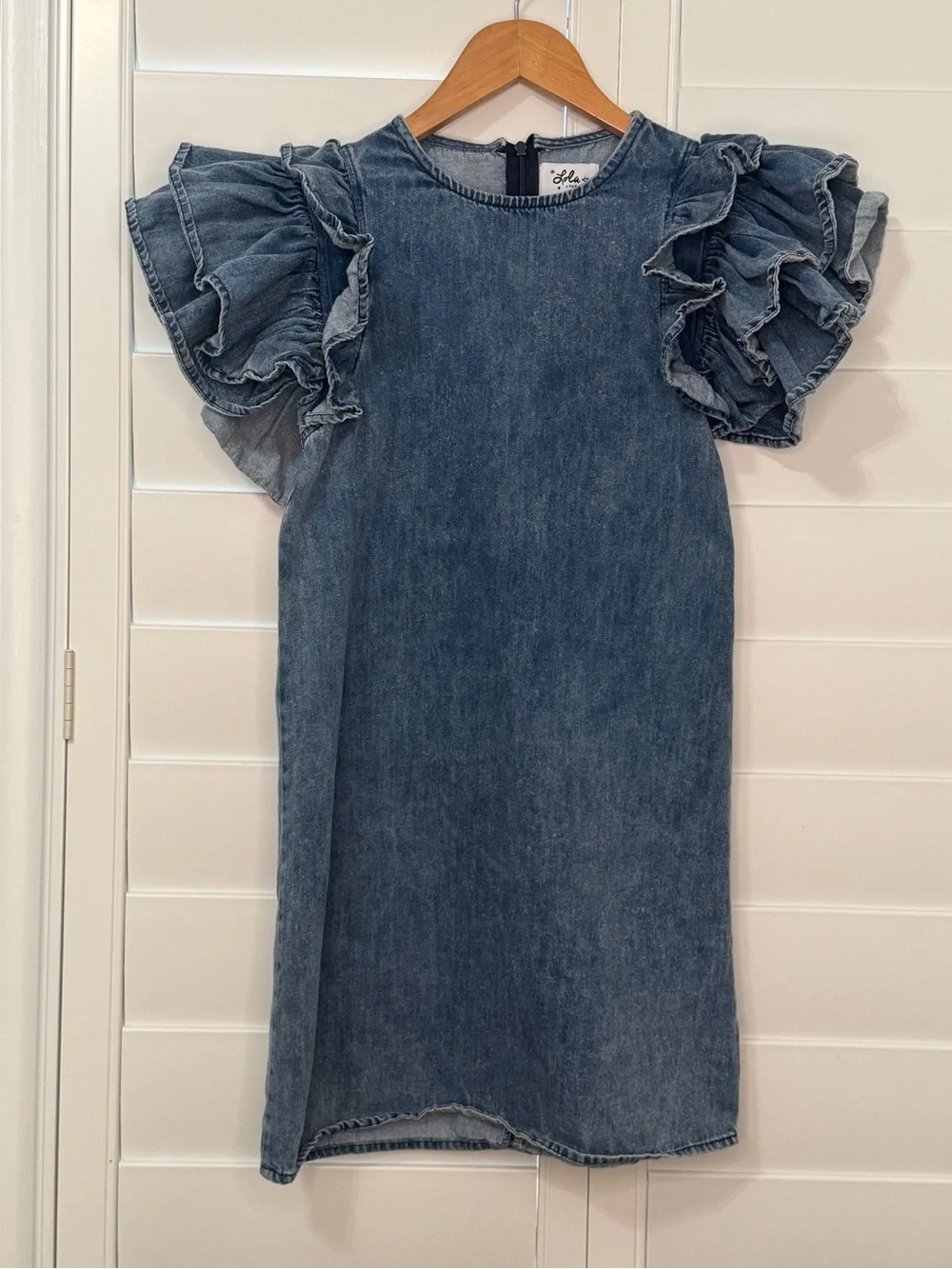 Lola + The Boys DENIM RUFFLE DRESS